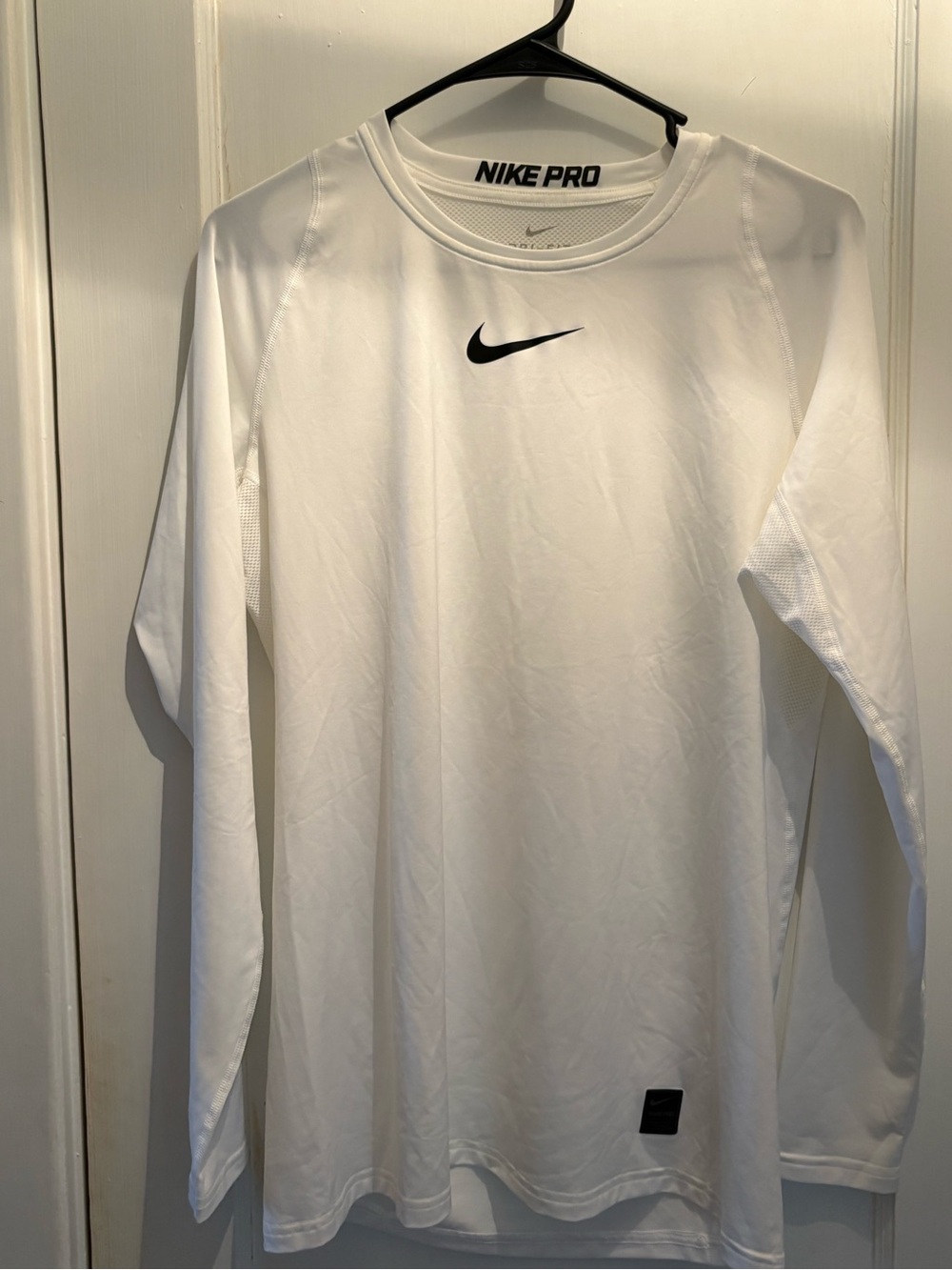 Nike Long-Sleeve Performance Tee in White with Black Swoosh—NEVER WORN